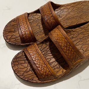 Authentic Pali Hawaii Brown Textured Slide Sandals